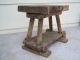 Antique Primitive Amish Gothic Medieval Wood Wooden Footstool Stool Bench Wheels 1900-1950 photo 7