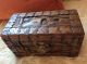 Vintage Asian Carved Wood Jewelry Trinket Treasure Box Chest Brass Hardware Boxes photo 1