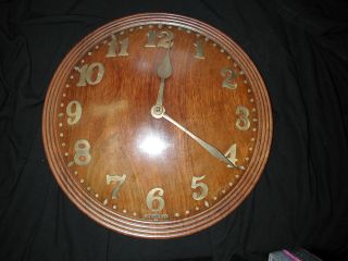 Zenith 18 Day Wall Clock Running Well Model 6308 Convex Wood 14 1/2″ photo