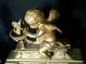 19th Century Gilded Bronze Putti Chenets,  Cherub Andirons,  Louis Xiv Style Hearth Ware photo 8