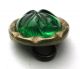 Antique Glass In Metal Button Green Flower Mold In Brass - 3/8 Inch Buttons photo 1