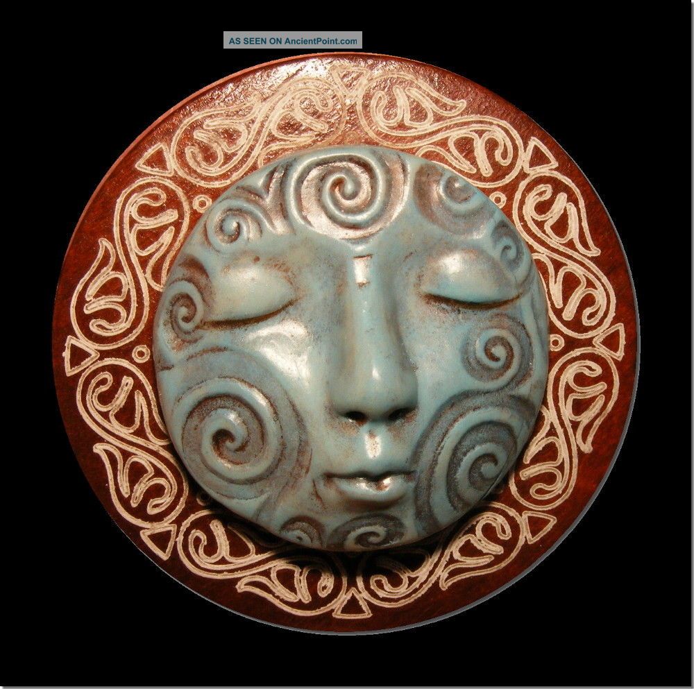 Mystical Celtic Blue Man Polymer & Wood Studio Face Button Buttons photo