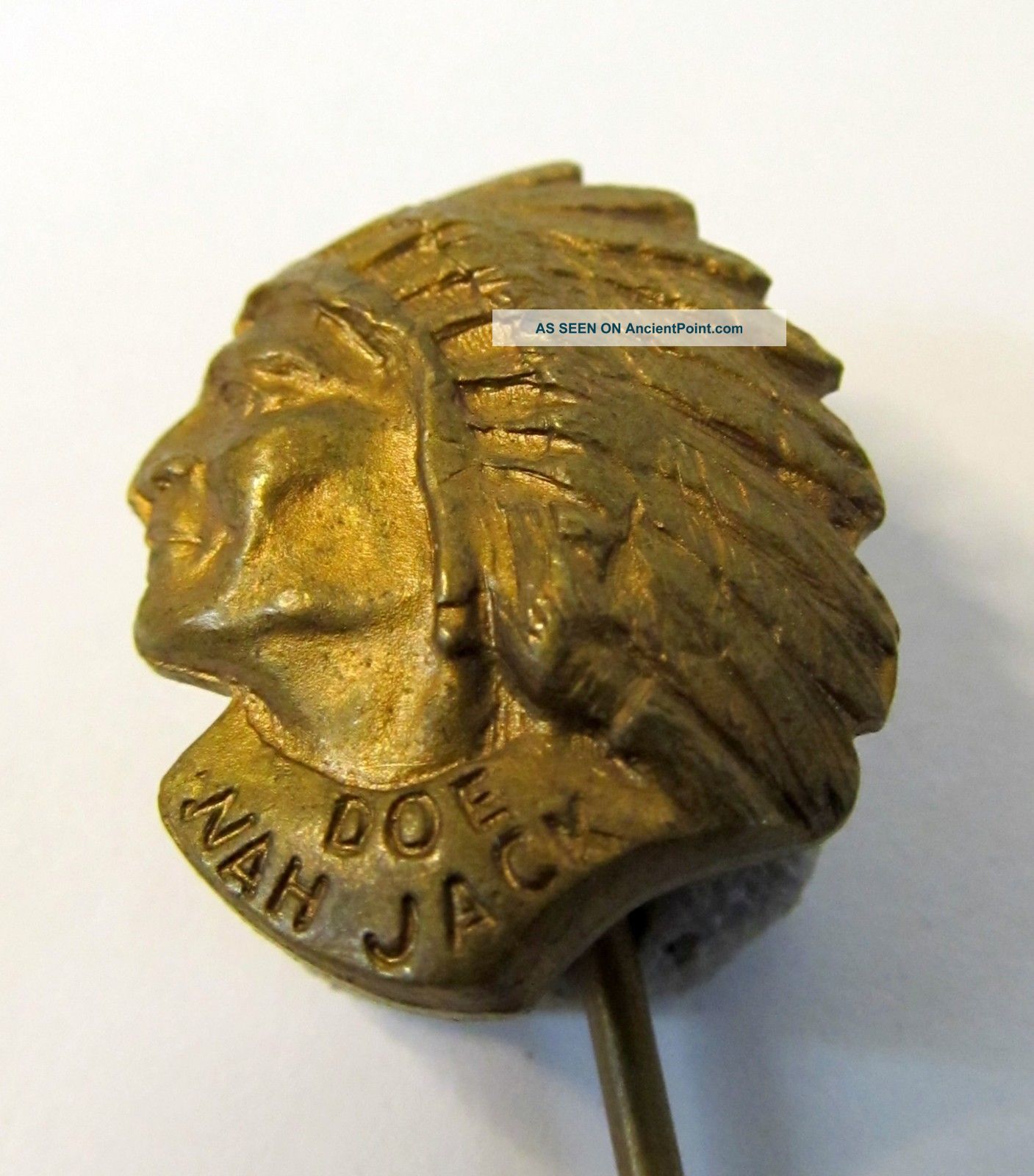 1910 Doe Wah Jack Round Oak Stoves Chief Figural Advertising Stick Pin Stickpin Stoves photo