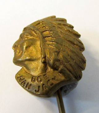 1910 Doe Wah Jack Round Oak Stoves Chief Figural Advertising Stick Pin Stickpin photo