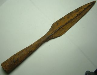 Rare Roman Iron Battle Wapon Spear Head Blade Artifact W Supportive Rib photo