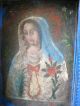 Antique Retablo On An Antique Tin Nicho Our Lady Of Peace Latin American photo 1