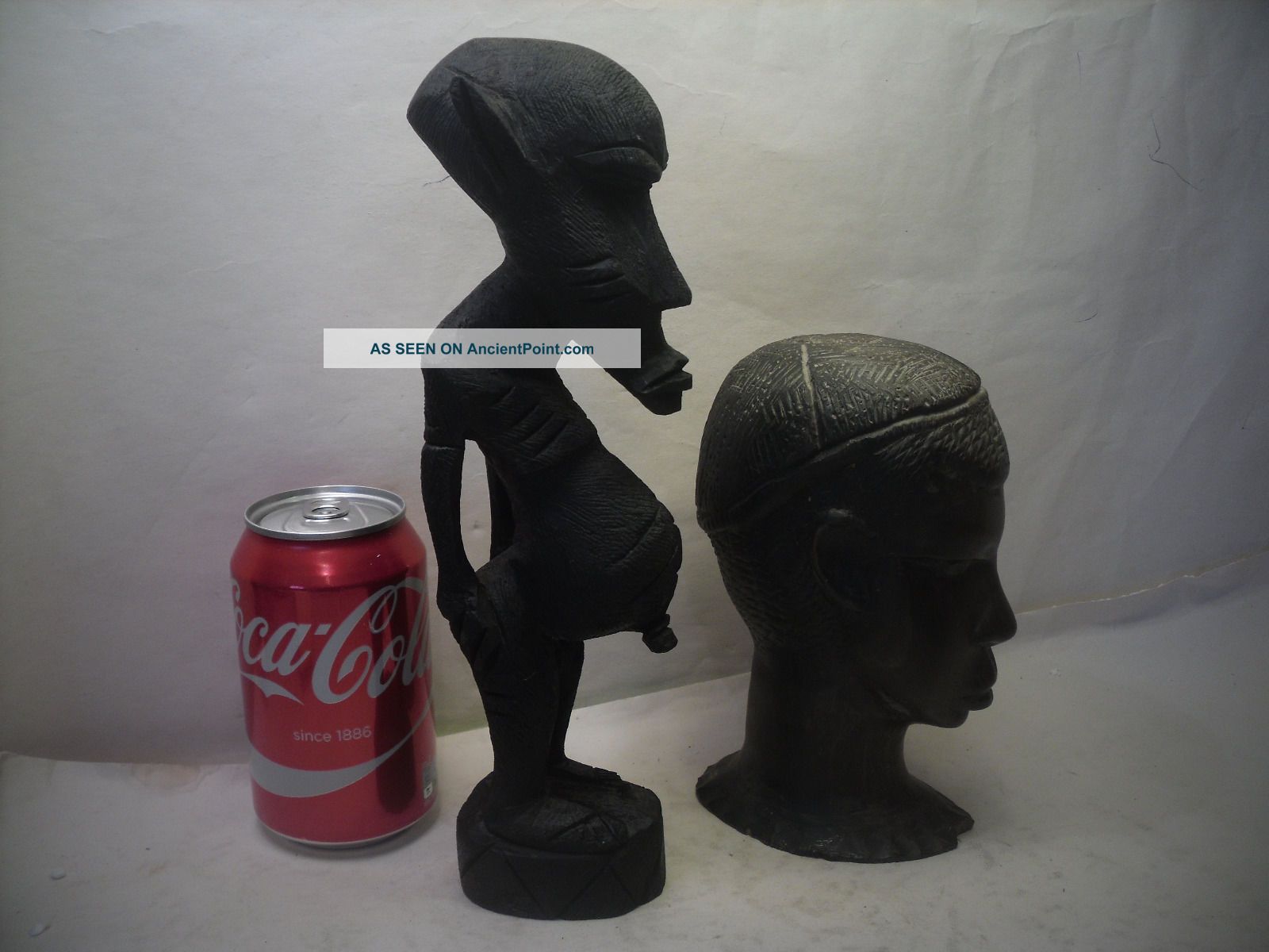 African Hand Carved Wood Figure & Head Other African Antiques photo