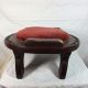 Antique Horse Shoe Foot Stool Wood & Red Velvet Western Equestrian Theme 1900-1950 photo 3