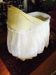 Vintage White Wood Wicker Top Cradle Bassinet Portion W/outside Skirt Baby Cradles photo 9