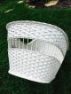 Vintage White Wood Wicker Top Cradle Bassinet Portion W/outside Skirt Baby Cradles photo 6