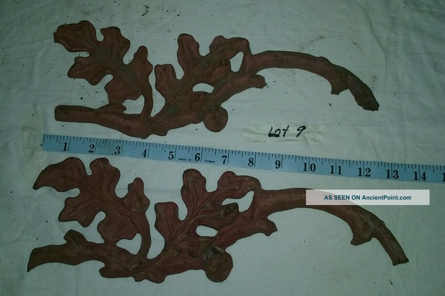 Antique Solid Cast Iron Architectural Salvage Ornate Patina Red Brown Leaves Other Antique Architectural photo