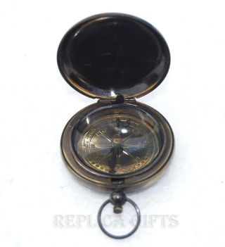 2  Antique Brass Sundial Compass Vintage Pocket Push Button Sundial Compass Gift photo
