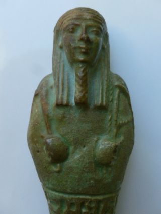 Ancient Egyptian Green Glaze Faience Inscribed Ushabti photo