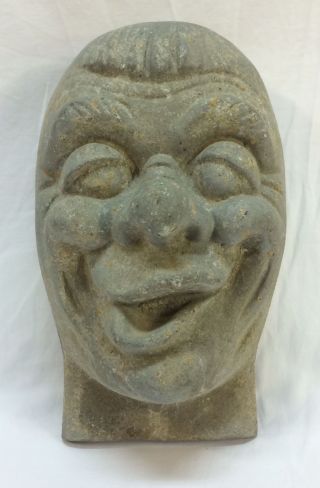 Vintage Goofy Happy Funny Face Cast Aluminum Mask Mold Carnival Halloween photo