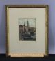 Antique Pencil Signed Hans Kruuse Danish Boat Harbor Colored Etching Print Nr Other Maritime Antiques photo 1