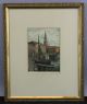 Antique Pencil Signed Hans Kruuse Danish Boat Harbor Colored Etching Print Nr Other Maritime Antiques photo 2