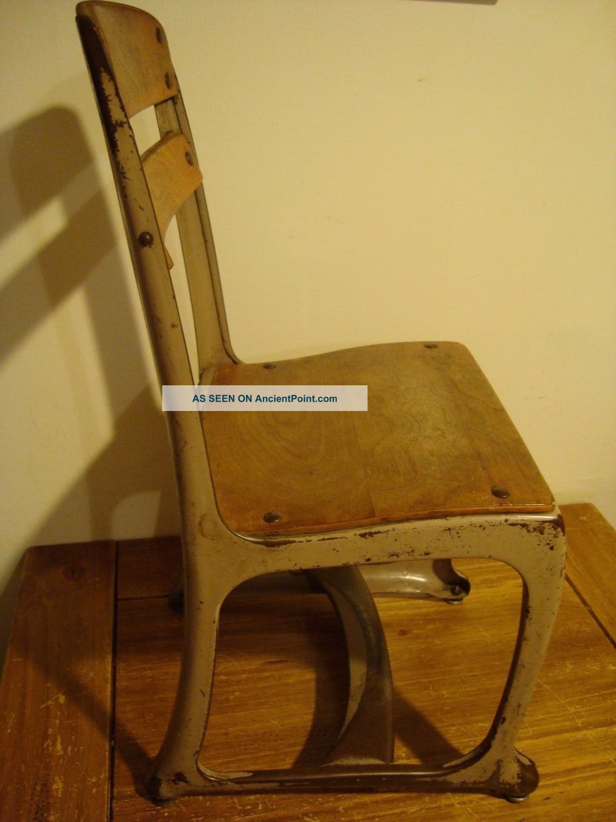 Antique 1940 ' S Student Chair Wooden & Metal Envoy (american Seating Co. ) U.  S.  A. 1900-1950 photo