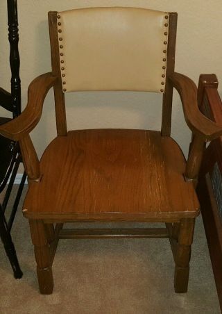 Solid Ranch Oak Chairs With Arms,  One Pair photo