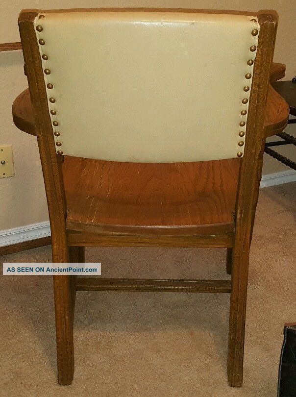 Solid Ranch Oak Chairs With Arms, One Pair