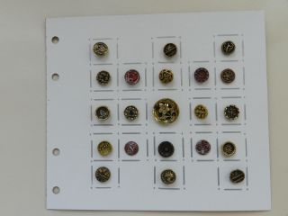 21 Small Antique Vtg Victorian Buttons Brass & White Metal Picture Tints photo