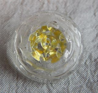 Vintage Glass Radiant Button Yellow 1099b photo