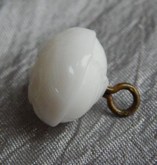 Antique 1800 ' S Swirl Back Glass Molded Button White 361b photo