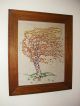 Mid Century Embroidery Art In A Oak Wooden Frame Mid-Century Modernism photo 3