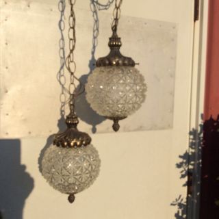 Pr Ef Ef Ind Midcentury Modern Hanging Lighting Swag Lamp Diamond Globe Lights photo
