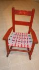 Vintage Child ' S Wood Rocking Chair - Red With Woven Seat - Becky Usa - Name Plate Unknown photo 1
