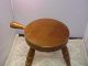 Vintage Milking Stool Wooden Has Three Legs And Handle On Side Minor Scratches 1900-1950 photo 9