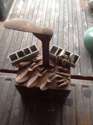 Vintage Cast Iron Shoe Last Kit Multiple Tools Collectible Primitive Decor photo