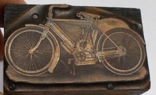 Antique 1900`s Printers Indian Motorcycle Ink Block,  Rare photo