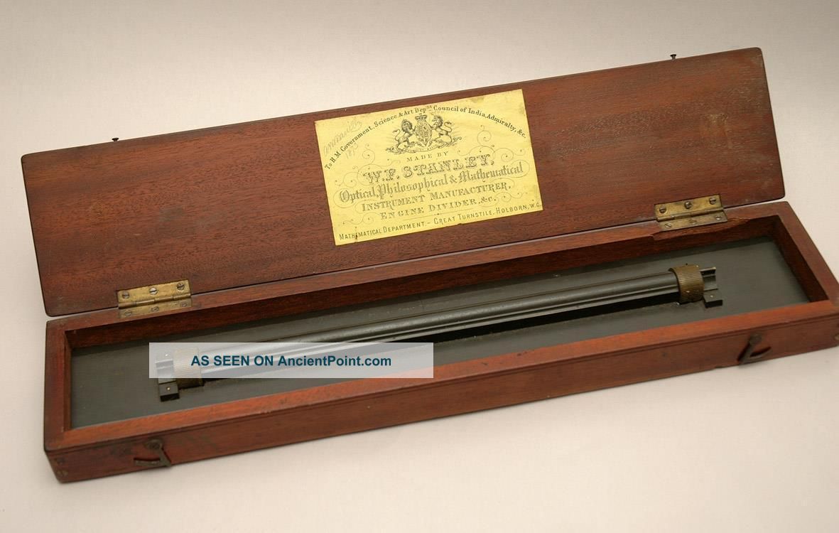 Antique Boxed Stanley Rolling Parallel Rule Ruler Architect Surveyor Nautical Science & Medicine (Pre-1930) photo