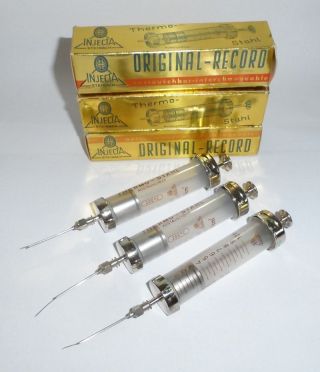Ww2 3x10ml German Syringes From Glass And Metal The 22715 photo