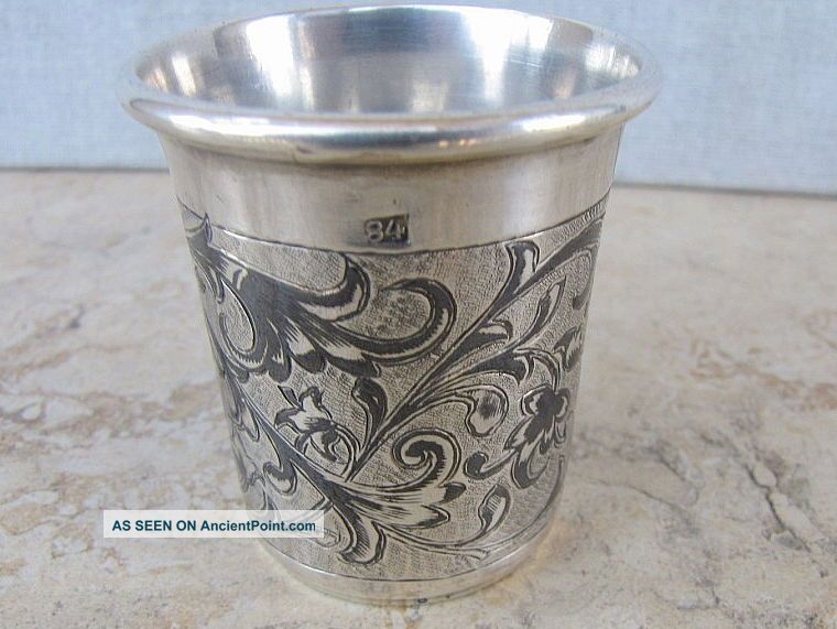 Judaica Russian Antique Niello Silver 84 Kiddush Vodka Cup 30gr.  Moscow 1856 Russia photo