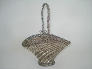 Antique 800,  Silver Wire Woven Basket Hand Made 256 Grams photo