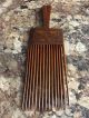 Antique Hand Carved Wood Wooden Brown Americana Hair Comb Pick African Art Other African Antiques photo 9