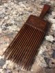 Antique Hand Carved Wood Wooden Brown Americana Hair Comb Pick African Art Other African Antiques photo 1