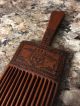 Antique Hand Carved Wood Wooden Brown Americana Hair Comb Pick African Art Other African Antiques photo 2