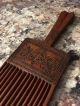 Antique Hand Carved Wood Wooden Brown Americana Hair Comb Pick African Art Other African Antiques photo 6
