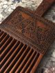 Antique Hand Carved Wood Wooden Brown Americana Hair Comb Pick African Art Other African Antiques photo 7