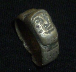 Viking Ancient Artifact - Silver Ring With Face Of God Circa 700 - 800 Ad - 2442 photo