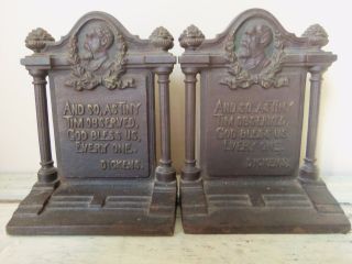 Bradley & Hubbard Cast Iron Bookends Dickens Exc photo