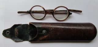 Antique Eyeglasses In J.  Hawes & Son Leather Case London.  Faux Tortoise.  V Cool photo