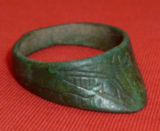 Rare Roman Ancient Archers Ring - Engraved - Great Details Circa 300 - 400 Ad - 176 photo