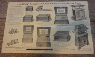 1898 Criterion Music Box Brochure & Receipt From Music Box Purchase M.  J.  Paillard photo
