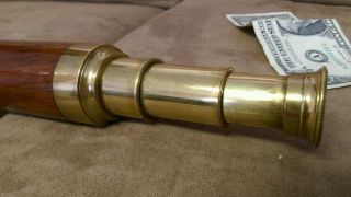 Antique Brass And Mahogany Spyglass Or Field Telescope Maritime 1800s photo