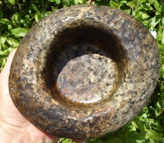 Mortar & Pestle: Stone Bowl,  Southern California,  Near Santa Barbara,  19th Centu photo