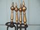 Mid Century Modern Brass / Iron Fire Place Tools W/ Stand Spire - Spike Handles Hearth Ware photo 1
