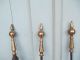 Mid Century Modern Brass / Iron Fire Place Tools W/ Stand Spire - Spike Handles Hearth Ware photo 2
